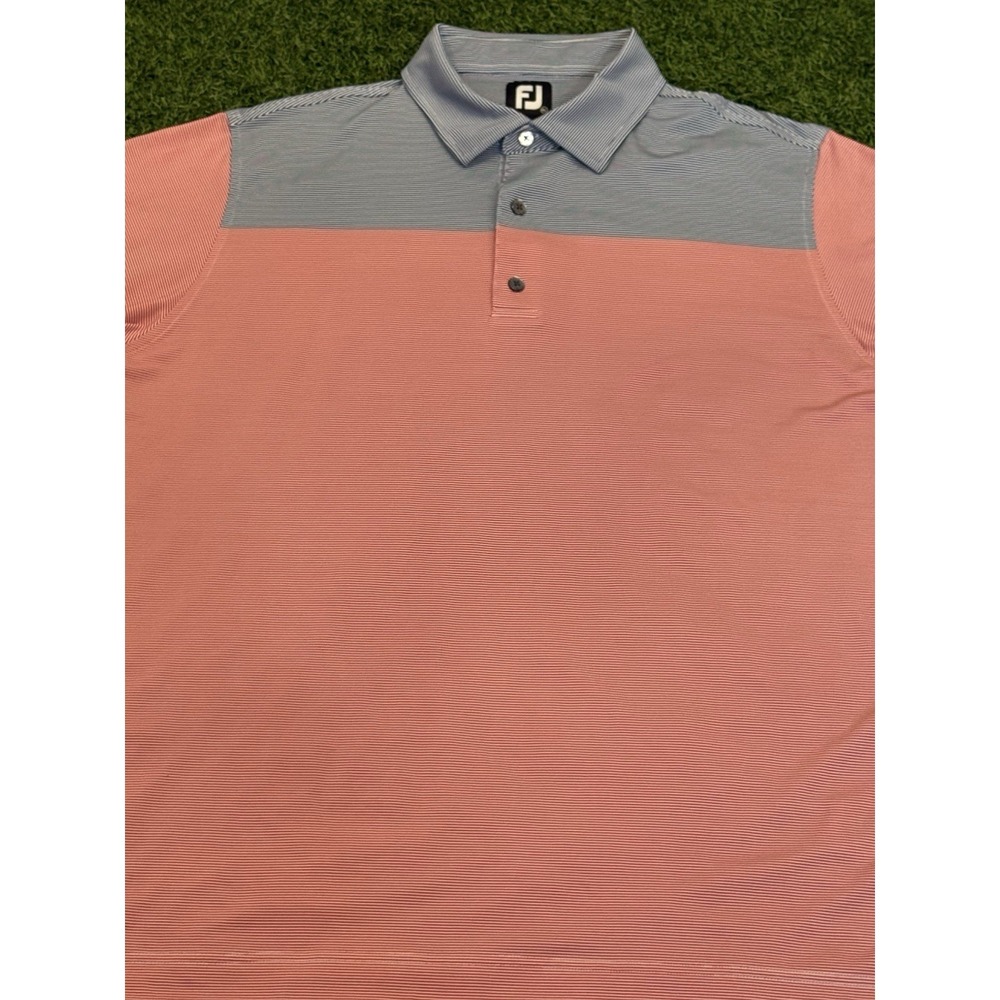 Footjoy Polo Shirt Mens XL Red Blue Striped Golf Stretch Casual Preppy FJ - Picture 3 of 13